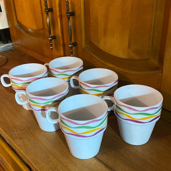 RETRO 6 PCS CAPPUCCINO SET STACKABLE CUPS WITH WIRE RACK - Picture 4 of 8